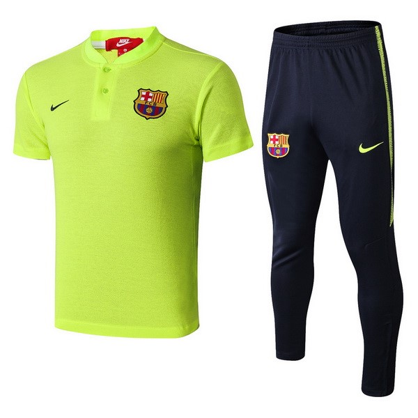 Polo Conjunto Completo Barcelona 2018-2019 Verde Fluorescente